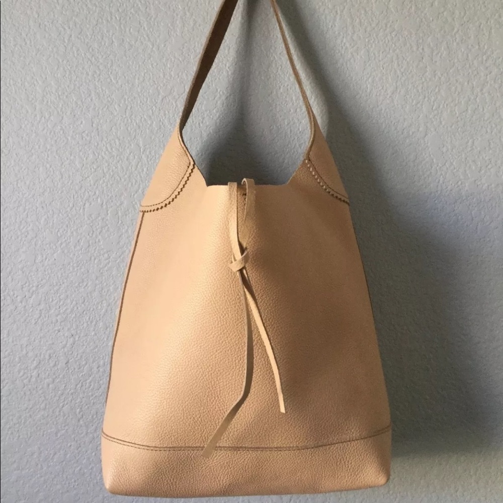 J.Crew "Downing" Tumbled Leather Bucket Bag - EUC